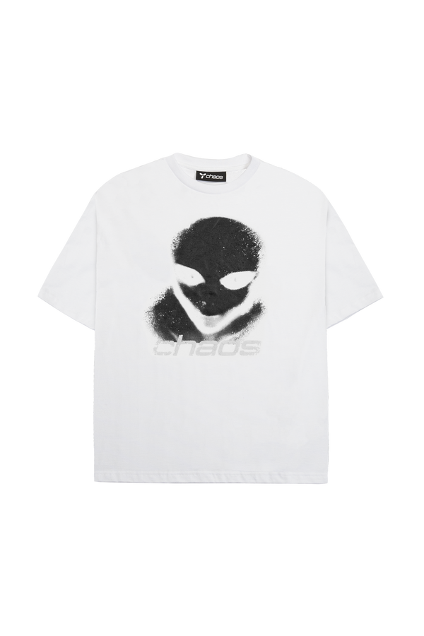 Distressed Alien White/Black T-shirt